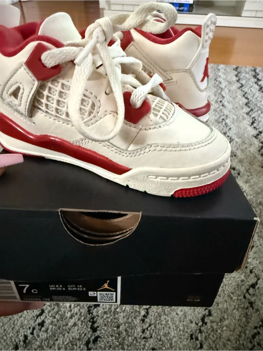 Jordan Kids White and Red Basketball Sneakers